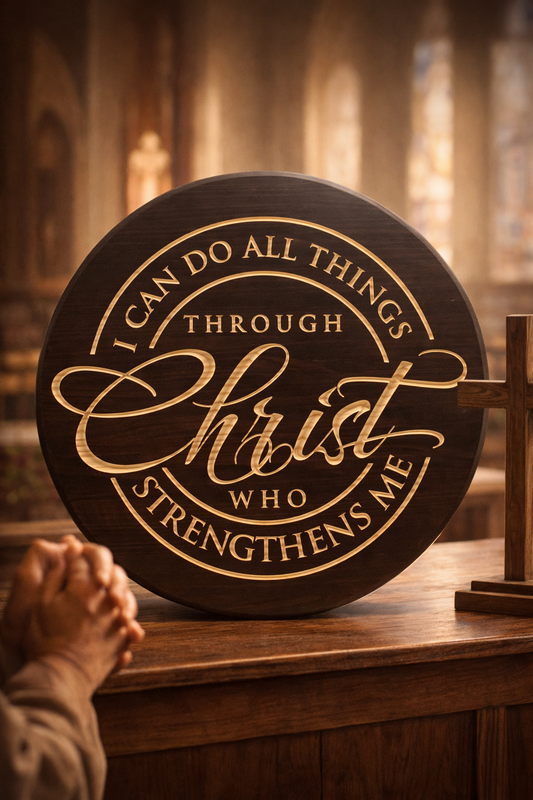 I Can Do All Things Through Christ Wooden Sign 18" | Christian Decor