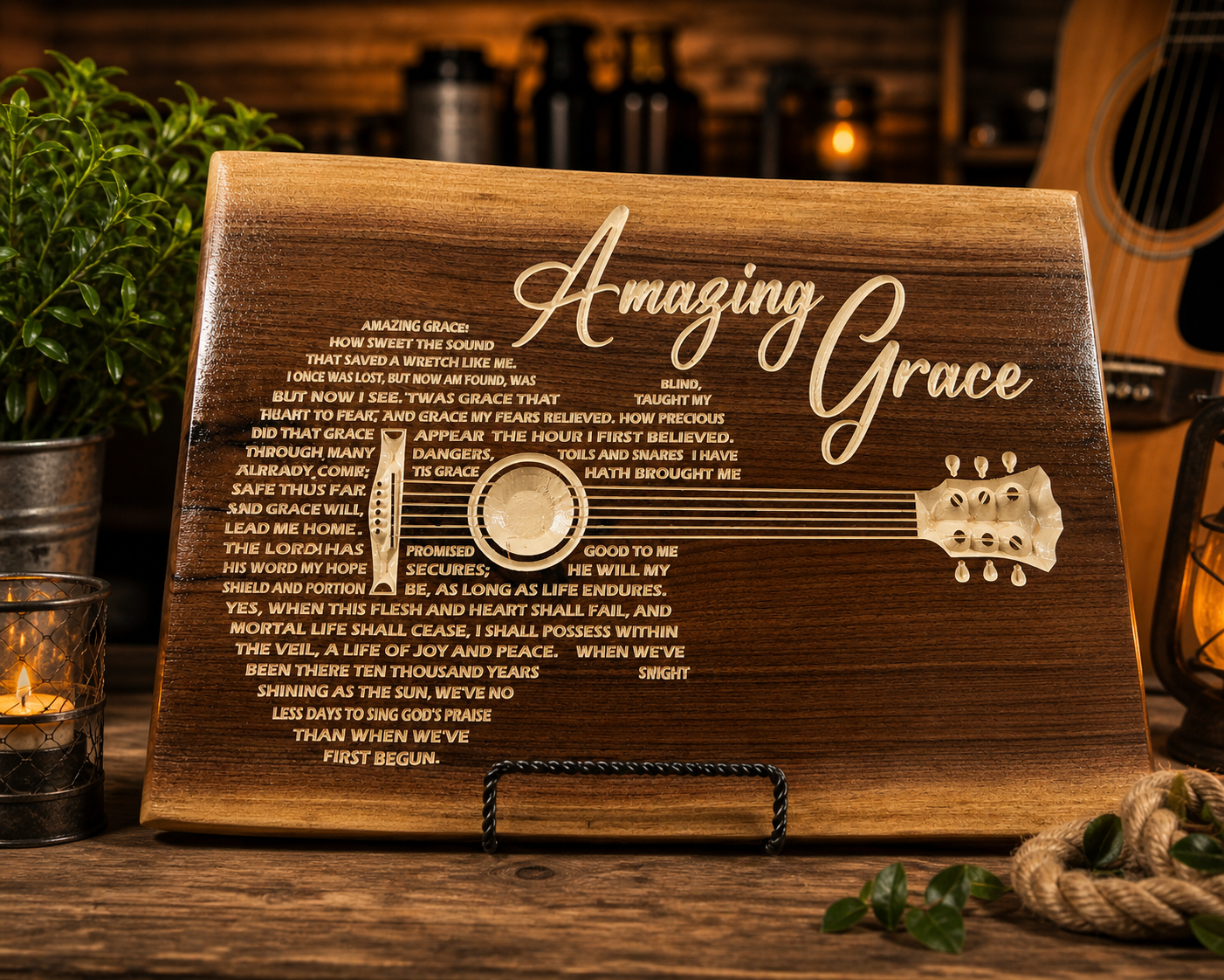 “Amazing Grace” Wooden Guitar Sign