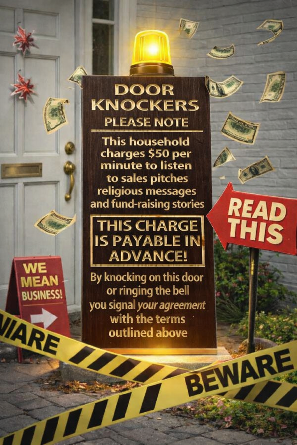 Door Knockers Please Note – Funny Wooden Warning Sign