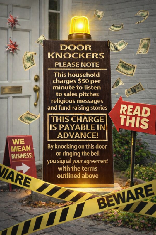 Door Knockers Please Note – Funny Wooden Warning Sign