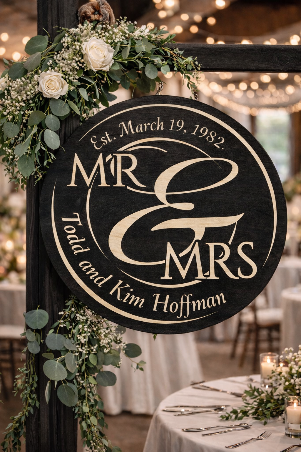 Personalized Mr & Mrs Wedding Sign – Custom Last Name Established Date Sign