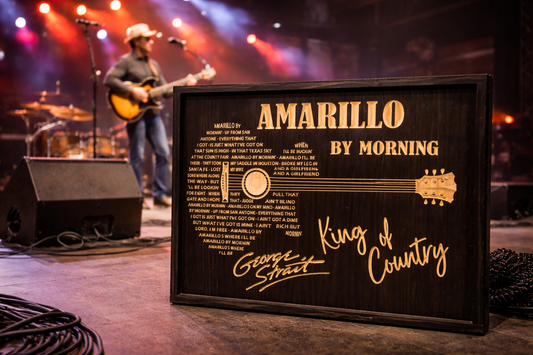Amarillo By Morning Wood Sign – George Strait Wall Art – Country Music Decor – Rustic Guitar Lyric Sign – King of Country Gift