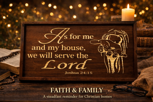“As For Me and My House” – Joshua 24:15 12x24 framed
