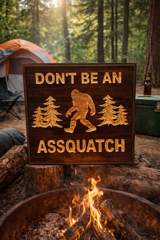 Don’t Be an Assquatch – Funny Bigfoot Wooden Sign