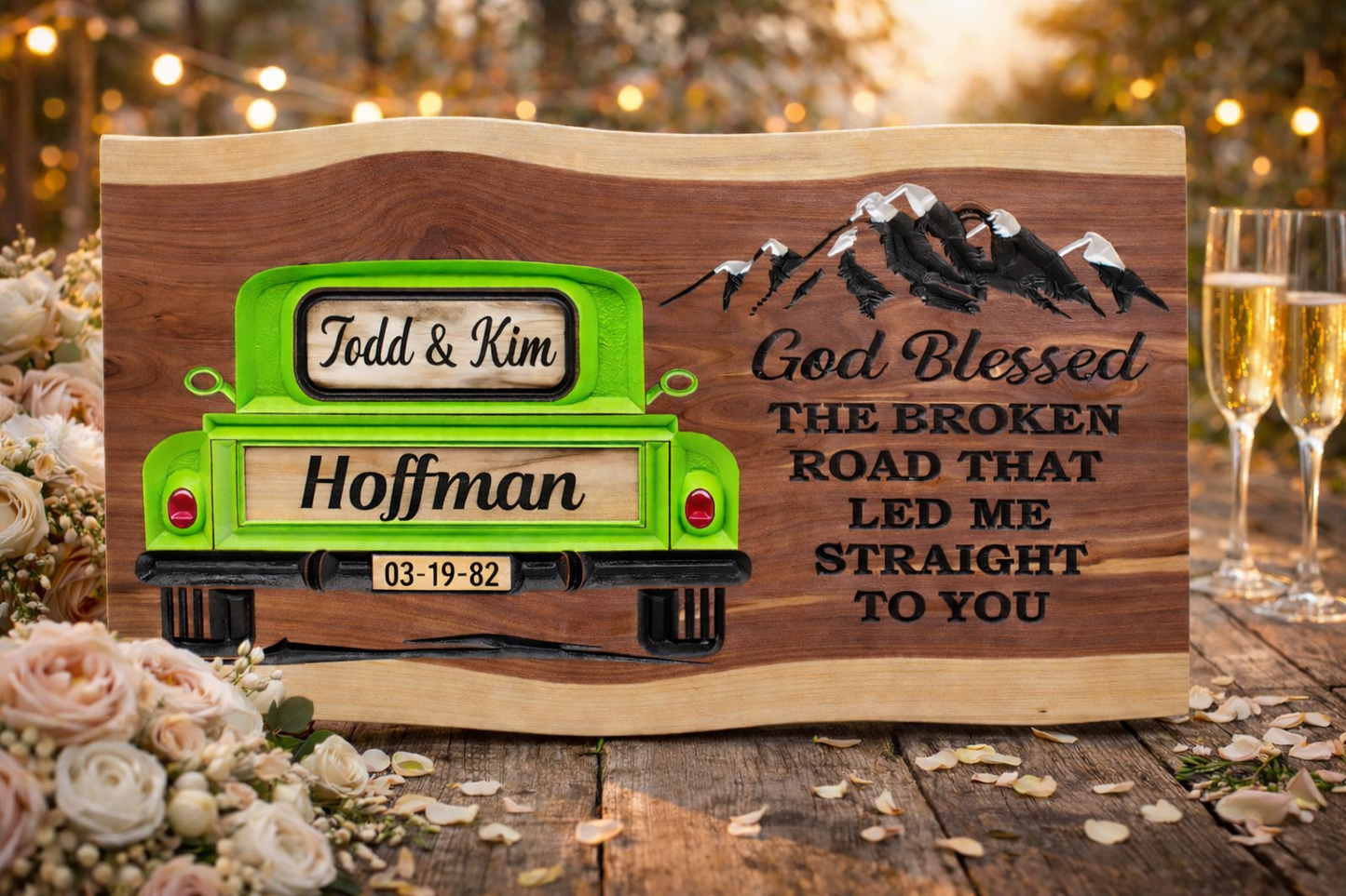 Cedar Wedding board bless the broken road