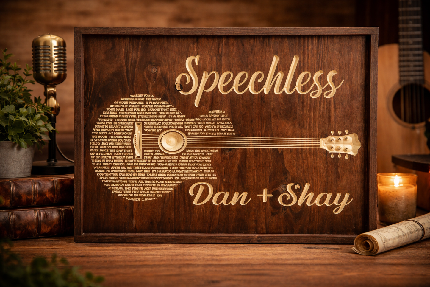 Dan + Shay “Speechless” Guitar Lyrics Wooden Sign – 18"x24"