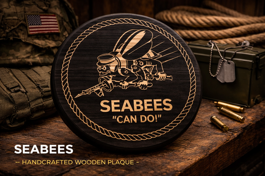 Seabees “Can Do!” Wooden Sign – Handcrafted Military Wall Decor