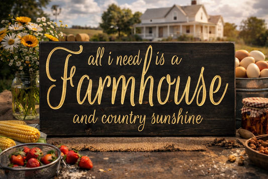 All I Need Is a Farmhouse and Country Sunshine – 12x24 Wooden Sign