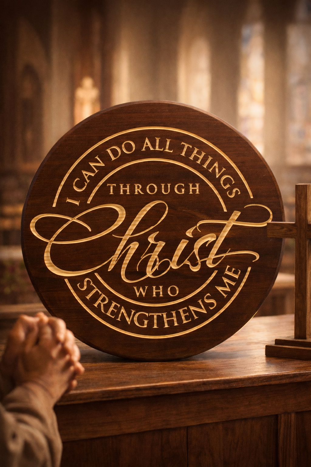 I Can Do All Things Through Christ Wooden Sign 24" | Christian Decor