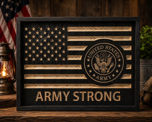 Army Strong Wooden Flag Sign – Handcrafted U.S. Army Wall Art