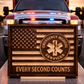 EMS Wooden American Flag Sign – Emergency Medical Services Wall Art, Paramedic Decor, First Responder Gift, Rustic CNC Carved Sign