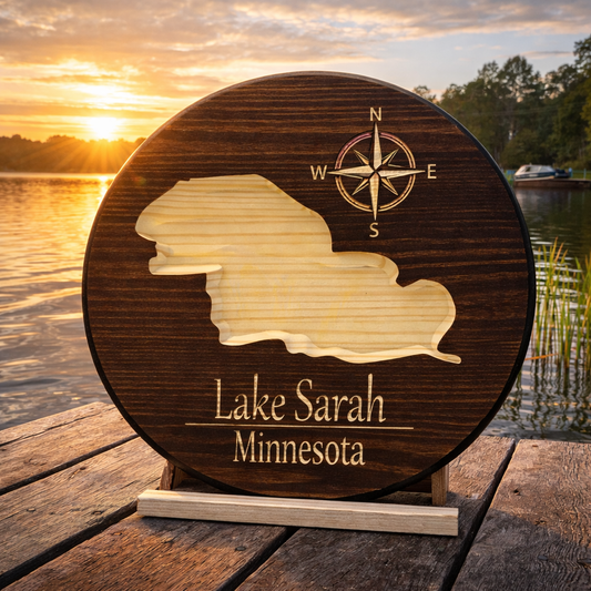 Lake Sarah Minnesota Wooden Sign – Custom Lake Map Wall Art, Rustic CNC Carved Lake House Decor (Copy)