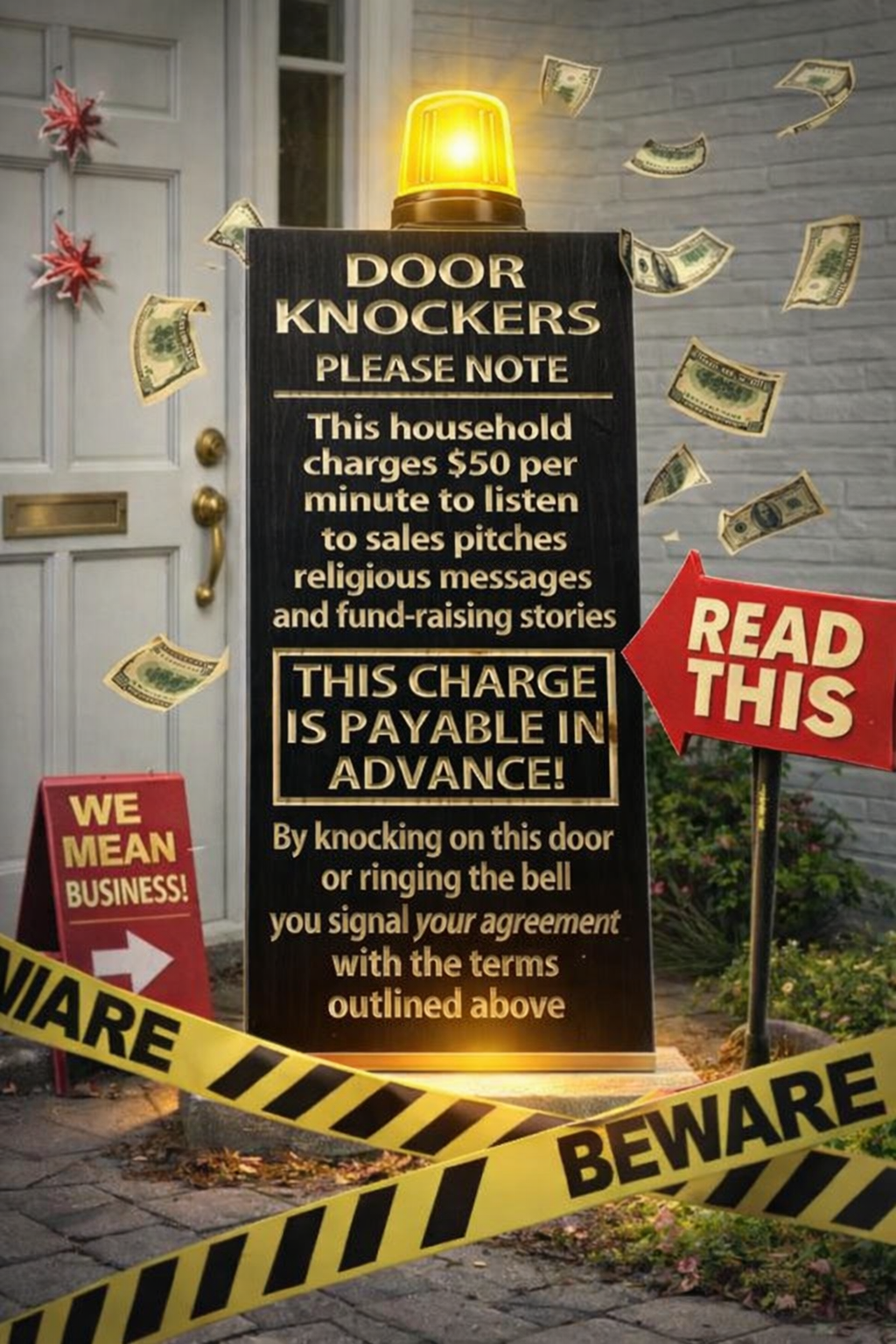 Door Knockers Please Note – Funny Wooden Warning Sign