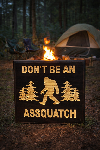 Don’t Be an Assquatch – Funny Bigfoot Wooden Sign