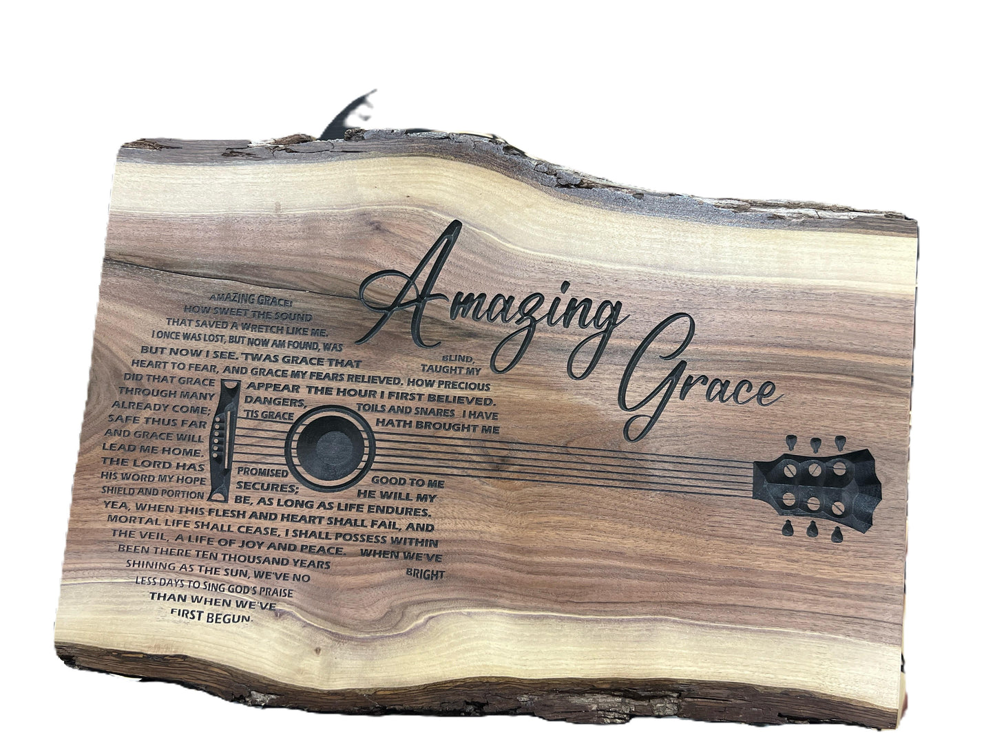 Amazing Grace guitar on live edge Black Walnut
