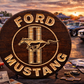 Ford Mustang Wood Logo Sign – 15” Roun
