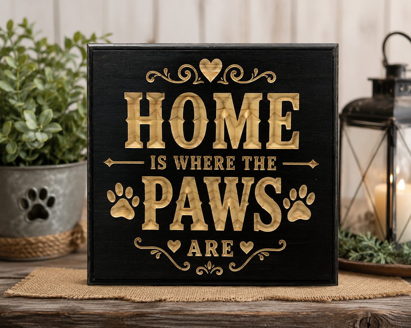 Home Is Where the Paws Are | Rustic Wooden Dog Lover Sign | Farmhouse Pet Wall Decor
