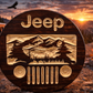 Jeep Mountain Scene Wood Sign – 15” Round