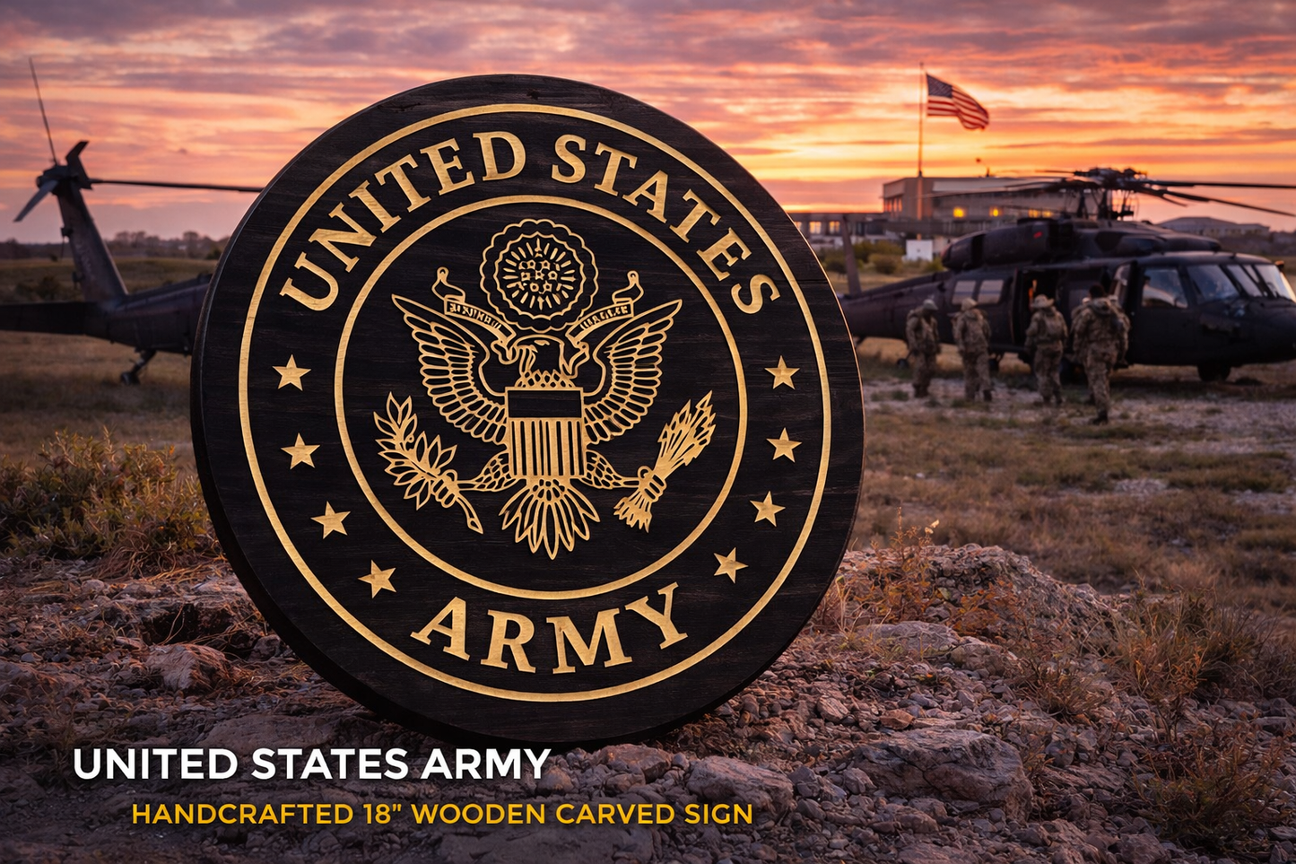 United States Army 18" Wooden Carved Sign