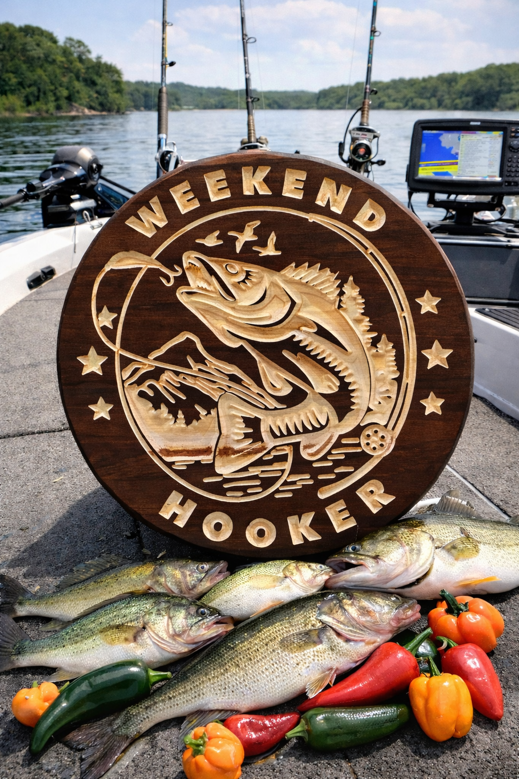 Weekend Hooker” – 15" Wooden Fishing Sign