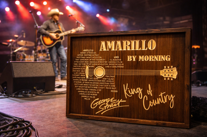 Amarillo By Morning Wood Sign – George Strait Wall Art – Country Music Decor – Rustic Guitar Lyric Sign – King of Country Gift