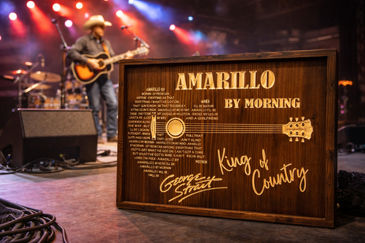 Amarillo By Morning Wood Sign – George Strait Wall Art – Country Music Decor – Rustic Guitar Lyric Sign – King of Country Gift