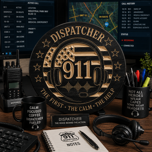 911 Dispatcher Wooden Sign | Emergency Dispatcher Gift | Handmade CNC Carved Wall Decor