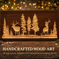 Rustic Deer Forest Wood Carving 12x24