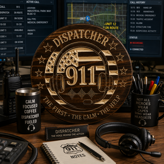 911 Dispatcher Wooden Sign | Emergency Dispatcher Gift | Handmade CNC Carved Wall Decor