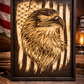 Bald Eagle American Flag Wood Sign – Patriotic Wall Art – Rustic Wooden Eagle Decor – USA Flag Wall Hanging – Handcrafted Wood Sign