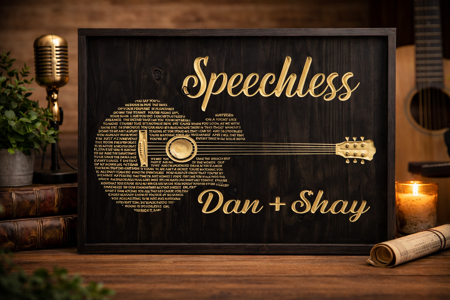 Dan + Shay “Speechless” Guitar Lyrics Wooden Sign – 18"x24"