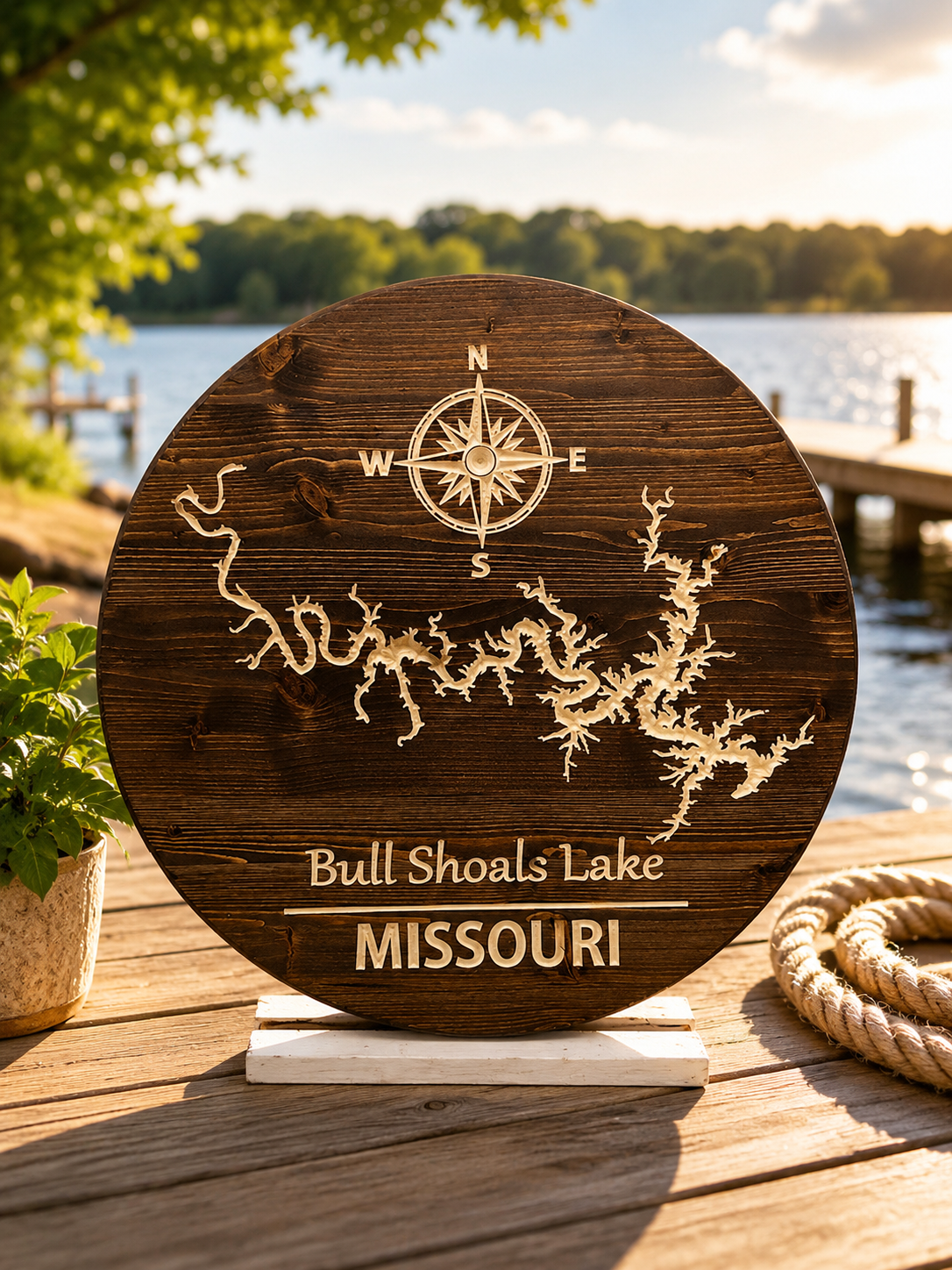 Bull Shoals Lake Missouri Wood Sign | Custom Lake House Wall Decor  18"