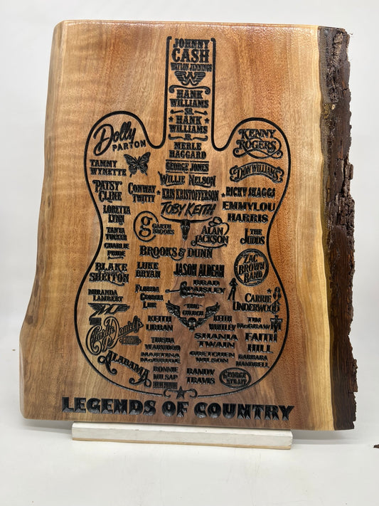 Legends of Country Music Carved Wood Sign – Country Music Wall Art