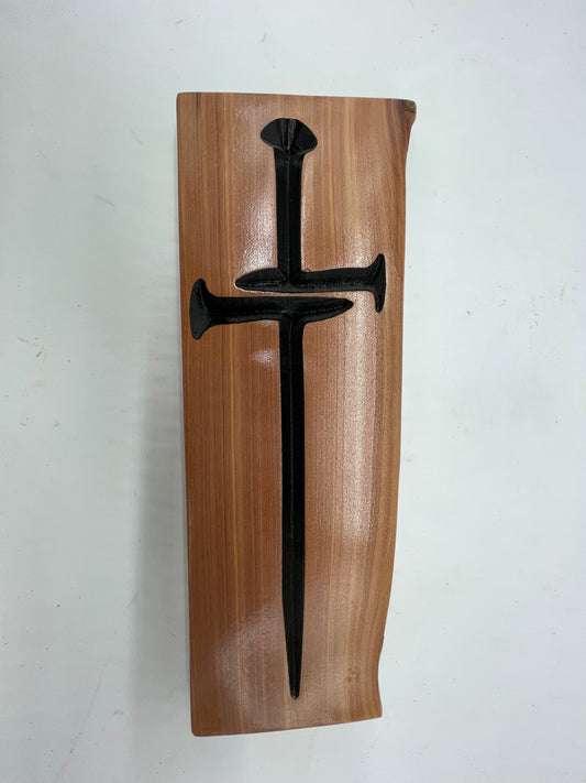 Rustic Cedar Nail Cross Wall Art – Handcrafted Christian Wood Cross – Religious Wall Decor – Faith Gift – Wooden Cross Sign