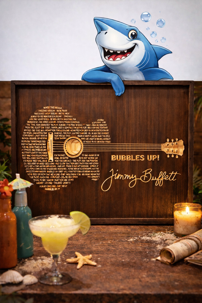 Jimmy Buffett “Bubbles Up!” Guitar Lyrics Wooden Sign – Tropical Country Music Wall Art