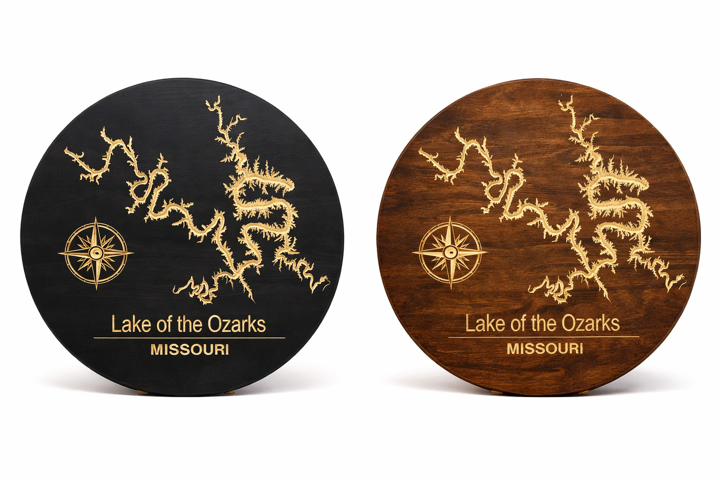 Lake of the Ozarks, Missouri – Handcrafted Wooden Lake Map Sign 18"