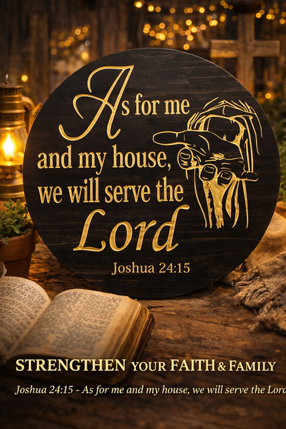 “As for Me and My House” – Joshua 24:15 Wooden Sign 24"