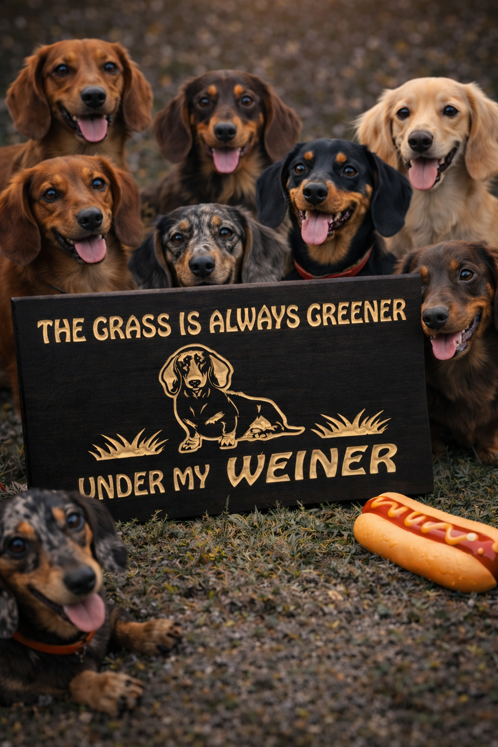 “The Grass Is Always Greener Under My Weiner” | Wiener Dog Wall Décor & Dog Lover Gift