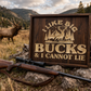 Big Bucks Wood Sign –18x24 Hunting Wall Decor – Rustic Deer & Elk Sign – Man Cave Hunting Decor – Cabin Wall Art – Hunter Gift
